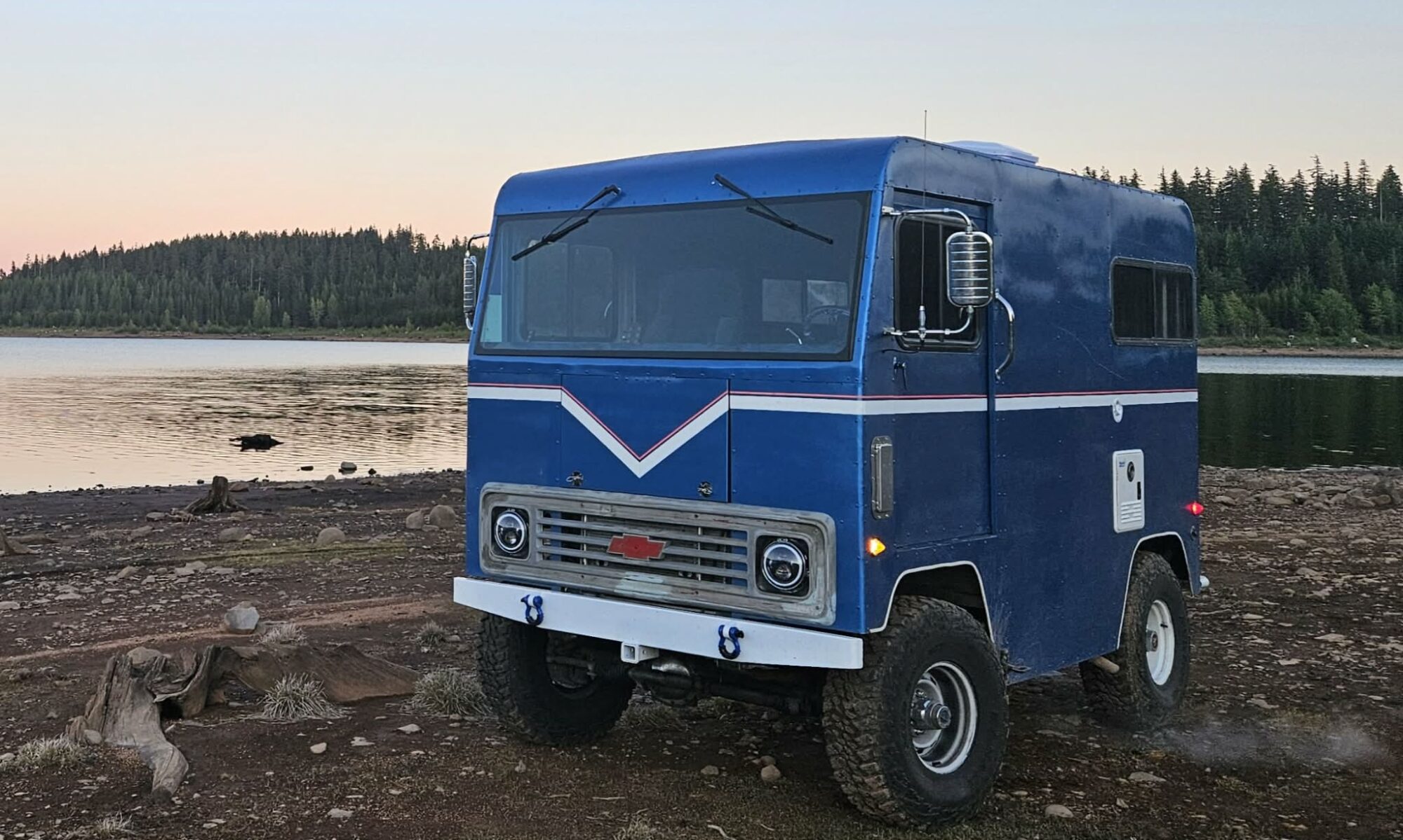 Camper van by the lake
